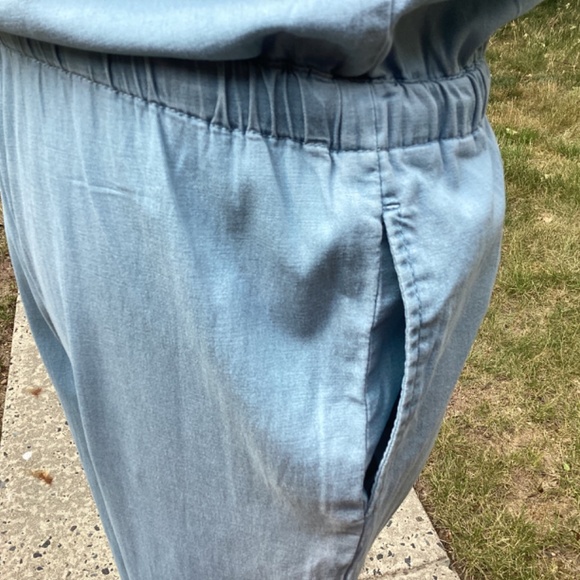 H by Halston Denim jumpsuits light blue size 8 draw string elastic waist - Picture 7 of 12